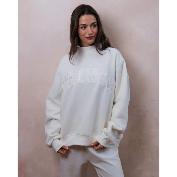 Parke Tops - Parke Sweatshirt Bridal Varsity Mockneck Pearl L/XL NWT